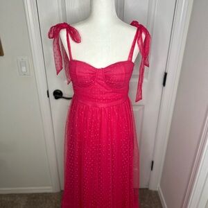 SHEIN Hot Pink Tie Shoulder Maxi Dress